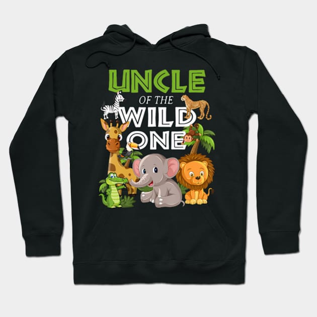 Uncle of the Wild One Zoo Birthday Safari Jungle Animal Hoodie by Eduardo